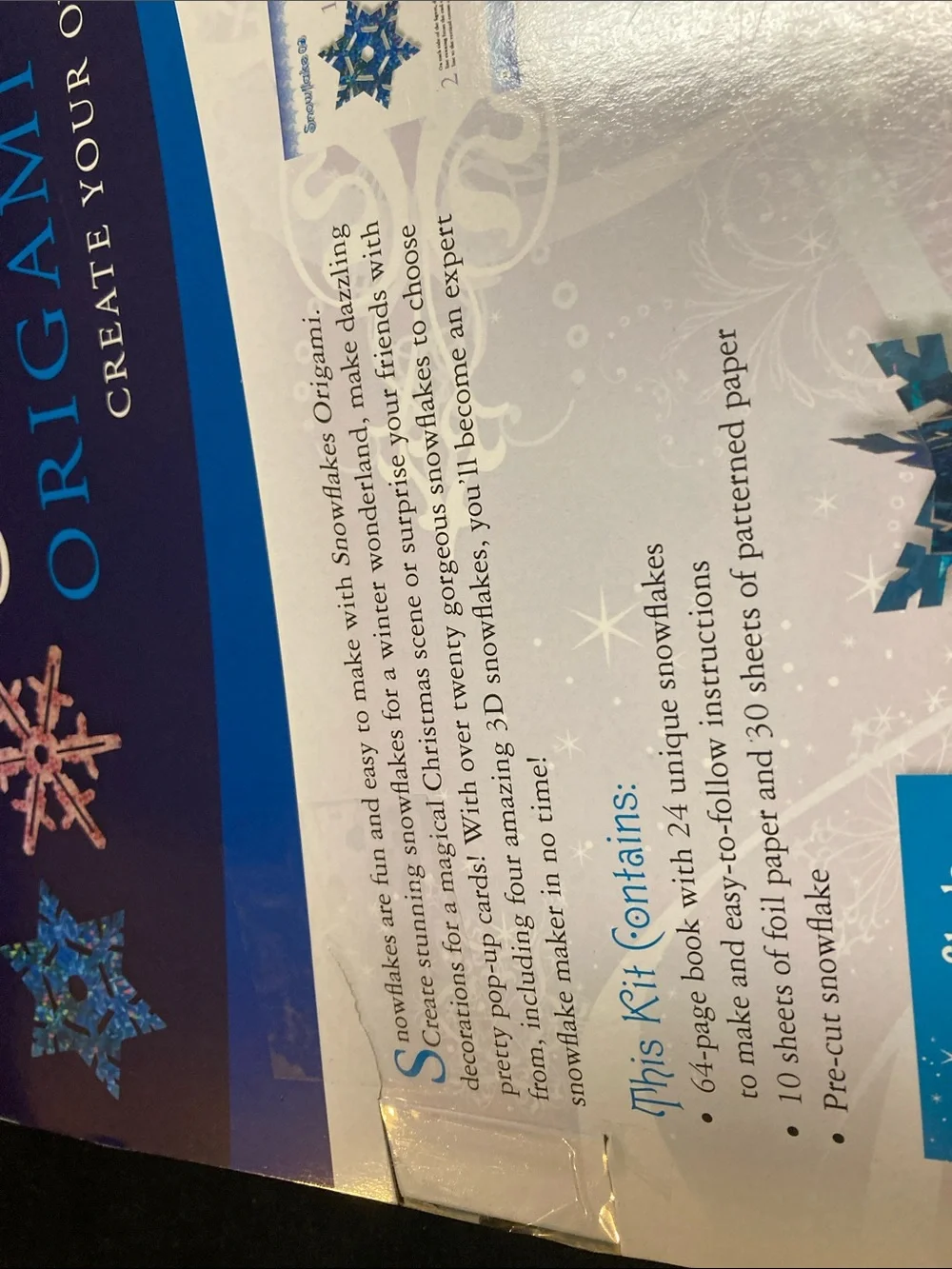 Snowflakes Origami Kit - Blue Snowflake Design